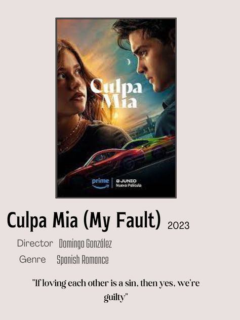 Culpa Mia (My Fault) film minimalist movie poster Movie My Fault, Culpa Mia Quotes English, Your Fault Aesthetic, My Fault Poster, My Fault Movie Poster, My Fault Movie Aesthetic, My Fault Movie, Movies To Watch Teenagers, Girly Movies