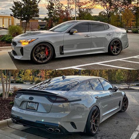 Stance Wheels on Instagram: “It's going to be a beautiful day. Kia Stinger GT with our Stance SF07 in the Satin Bronze Finish. Owner: @ghostt_primed #stancewheels…” Kia Suv, Car Favorites, Kia Stinger Gt, Tuned Cars, Korean Cars, Car Things, Kia Stinger, Kia Motors, Car Goals