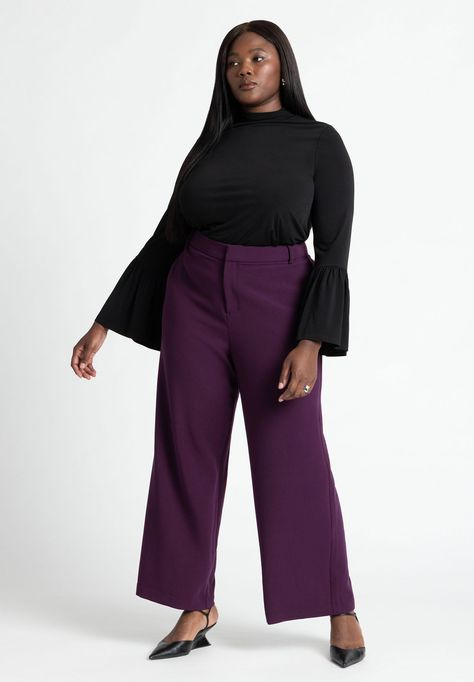 The 365 Wide Leg Pant Plus Size Office Outfits, Plus Size Office, Women Professional Attire, Business Professional Attire, Plus Size Business, Plus Size Chic, Dramatic Sleeves, Professional Attire, Business Professional