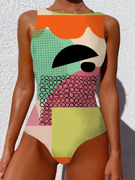 One Piece Swimsuits 2020, Large Size Swimwear, Comfortable Swimwear, Retro Bathing Suits, Orange Swimsuit, Suit Swimsuit, High Neck Sleeveless, Costume Intero, Design Del Prodotto