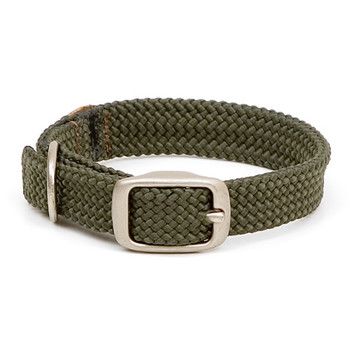 Mendota Double Braid Junior Collar in Olive / Brushed Nickel Hardware Camo Dog Collars, 5 Strand Braids, Cool Dog Collars, Mermaid Braid, Waterproof Dog Collar, Dog Suit, Cute Dog Collars, Types Of Braids, Double Braid