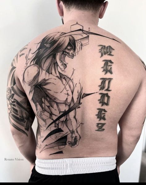 Kurama Tattoo Ideas, Witcher 3 Tattoo, Attack On Titan Tattoo Design, Bullish And Bearish Logo, Anime Sleeve, Titan Tattoo, Attack On Titan Tattoo, Black Cat Tattoos, 3 Tattoo