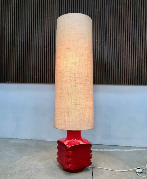 Ceramic Floor Lamp, Vintage Studio Pottery Lamp, Brooklyn Loft, Ceramic Floor Lamps, Red Vintage Lamp, 1970s Table Lamp, 70’s Table Lamp, Italian 80s Modern Lamp, Ceramic Lamps