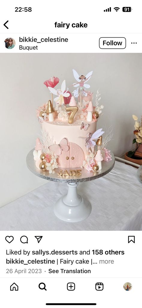 Fairy Princess Cake, Fairy Cake, Fairy Cakes, Princess Cake, Fairy Princesses, 4th Birthday, Pink And Gold, Phoenix, Cake