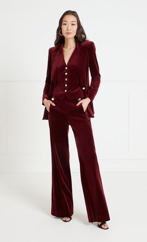 Temperley London – Official Online Store | Luxury Women's Fashion – Temperley London (INT) Wedding Guest Jacket, Tailored Suit Women, Burgundy Suits, Wedding Trouser Suits, Burgundy Velvet Blazer, Celestial Dress, Burgundy Outfit, Wedding Party Outfits, Burgundy Suit