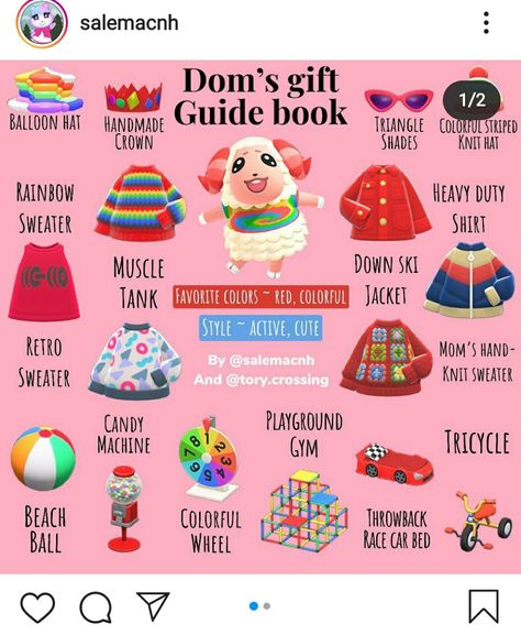 Acnh Villager Gift Guide, Acnh Gift Guide, Acnh Lookbook, Fairycore Acnh, Anch Ideas, Acnh Villagers, Animal Crossing Amiibo Cards, Animal Crossing Guide, Qr Codes Animal Crossing