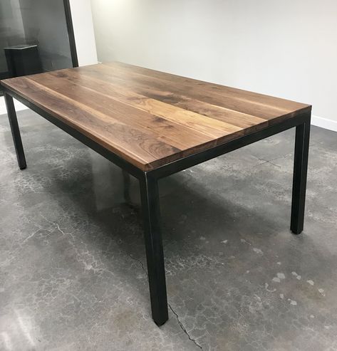 Wood Metal Dining Table Modern, Metal And Wood Dining Table, Wood Steel Dining Table, Wood And Metal Dining Table Rustic, Walnut And Steel Dining Table, Industrial Square Dining Table, Rustic Industrial Coffee Table, Steel Table Legs, Industrial Coffee Table