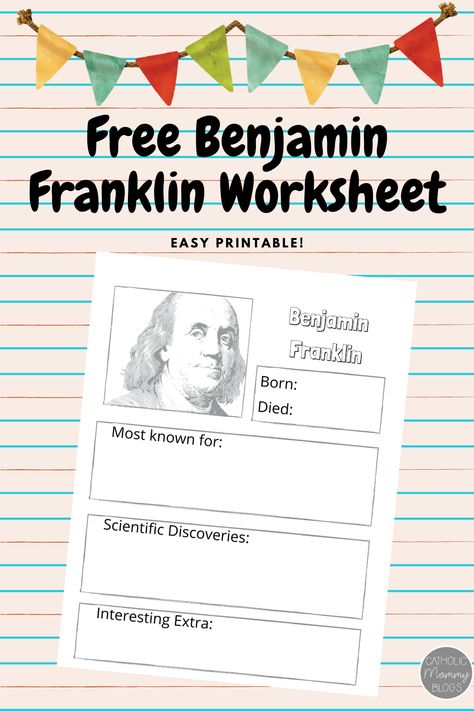 Get a free printable worksheet on Benjamin Franklin to help your child's / classroom's understanding, along with book list recommendations on Ben Franklin and a video! #homeschool #famousinventors #Americanhistory #benjaminfranklinworksheet #benfranklinworksheet #benfranklinfreeprintable #benfranklinactivityforkids #benjaminfranklinforkids #benjaminfranklinactivitiesforkids #benfranklinforkids #benfranklineactivitiesforkids Free Benjamin Franklin Study for Your Homeschool #benfranklininventions Benjamin Franklin Activities For Kids, Ben Franklin Activities, Benjamin Franklin Activities, Articles Activities, Number Search, Trail Life, Teaching Character, Well Educated, Motivational Interviewing