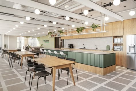 Office Cafeteria Design, Industrial Restaurant Design, Office Cafeteria, Cafeteria Design, Ceiling Shelves, Office Pantry, Office Fit Out, Office Snapshots, Architecture Office