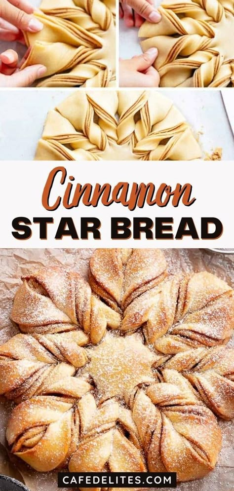 Cinnamon Star Bread Recipe, Star Bread Recipe, Cinnamon Star Bread, Rhodes Rolls, Sugar Spun Run, Star Bread, Beautiful Bread, Holiday Bread, Sweet Glaze