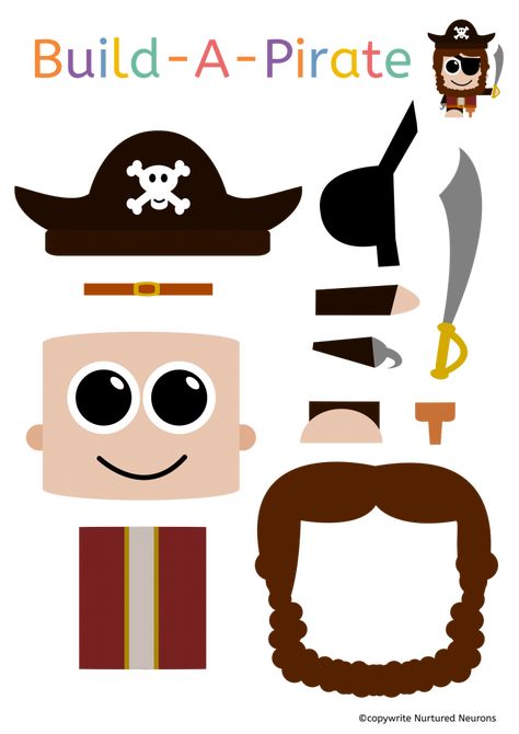 Build a pirate - a super simple craft for you kids! Perfect for toddlers and preschoolers and anyone having a pirate party! There's a color and a black and white version your kids can color and personalize in their own way! Check out this post to download the free templates! AAARRRRRRRRRR!! #freeprintables #kidsactivities #easycrafts #toddlers #preschool #pirates Pirate Crafts Preschool, Pirate Activities Preschool, Pirate Template, Letter P Crafts, Pirate Preschool, Pirate Printables, Pirate Activities, Pirate Crafts, Free Printable Crafts