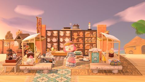 Small teashop. Why don't you come visit? Dream address is 5234-3131-1243 :D Dream Address, Desert Island, Animal Crossing, Animals, Art