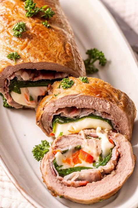 Stuffed Pork Loin Stuffed Pork Loin Roast In Oven, Pork Loin Wrapped In Puff Pastry, Pork Tenderloin Roll Up, Rolled Stuffed Pork Loin, Stuffed Pork Loin Recipes Oven, Smoked Stuffed Pork Loin, Stuffed Pork Loin Roast, Potato Pizza Crust, Pork Loin Recipes Oven