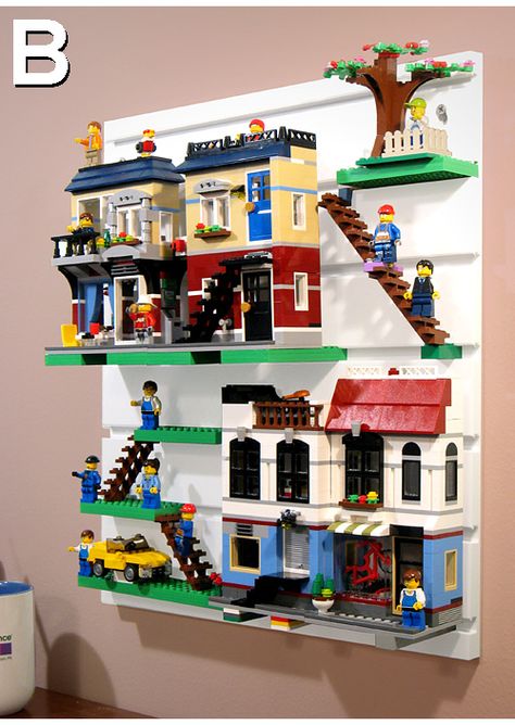 BRICKRACK LEGO display system | Brickset: LEGO set guide and database Lego Organization Ideas, Lego Organizer, Deco Lego, Lego Hacks, Lego Minifigure Display, Lego Bedroom, Lego Organization, Instructions Lego, Lego Wall