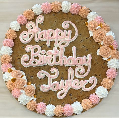 Preppy Birthday Cookie Cake, Boho Cookie Cake, Pretty Cookie Cake, Girly Cookie Cake, 18th Birthday Cookie Cake, Happy Birthday Cookie Cake Designs, Preppy Cookie Cake, Sweet 16 Cookie Cake, Cookie Cake Birthday Designs