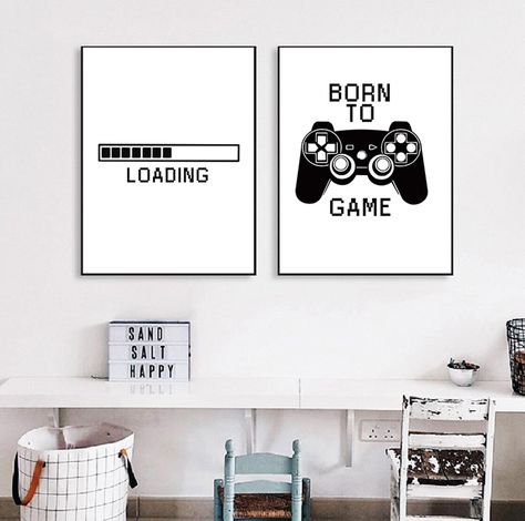 Canvas Painting For Kids, Painting For Kids Room, Video Game Print, Gamer Quotes, Quotes Wall Art, Game Poster, Nordic Poster, Nordic Art, Print Illustration