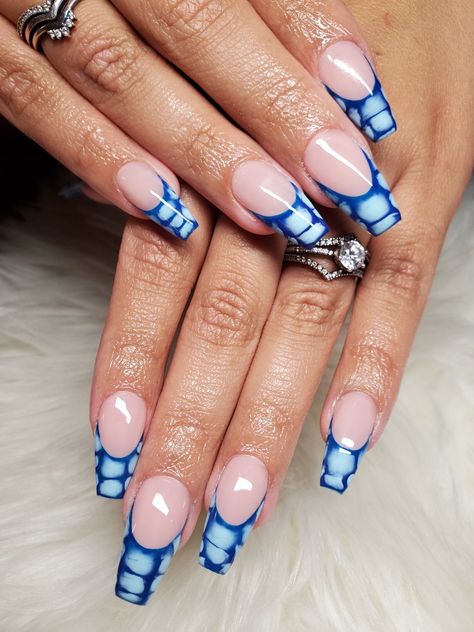 Neutral Blooming Gel Nails, French Blooming Gel, Blue Blooming Nails, Summer Nails Blooming Gel, Blooming Effect Nails, Bloom Nail Art, Nail Inspo Blooming Gel, Blue Blooming Gel Nails, Blooming Gel French Tip