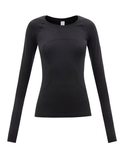 Lululemon Black Long Sleeve, Lululemon Swiftly Tech Long Sleeve Black, Black Swiftly Tech Long Sleeve, Black Lulu Long Sleeve, Black Lulu Long Sleeve Outfit, Lululemon Tops Long Sleeve, Womens Long Sleeve Athletic Shirt, Lululemon Black Swiftly Tech, Black Lululemon Shirt