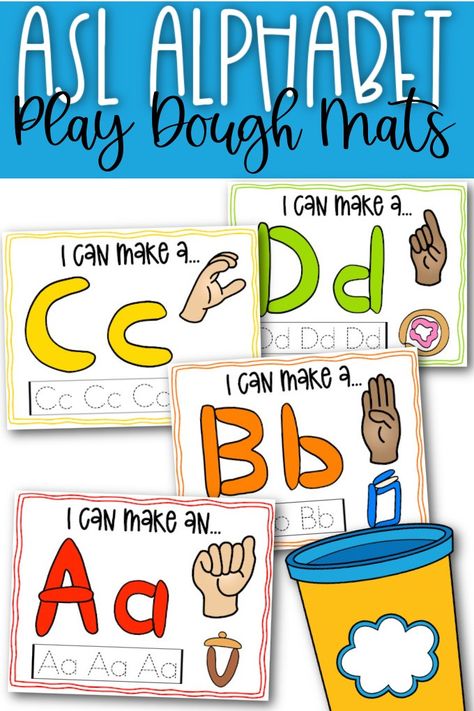 Free ASL Alphabet Playdough Mats | Ice Cream n Sticky Fingers Asl Preschool Activities, Alphabet Playdough Mats Free, Playdoh Letter Mats, Asl Preschool, Asl Crafts, Playdough Letter Mats, Asl Activities, Playdough Learning Activities, Alphabet Playdough Mats