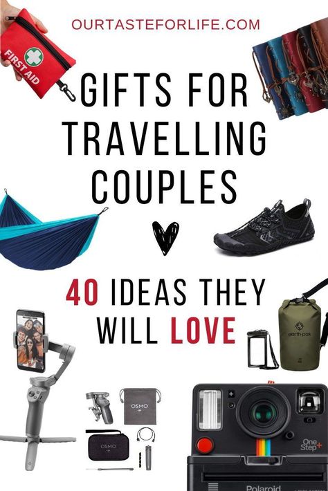 What on earth do you gift a couple who are always travelling? In this article, you’ll find 40 awesome & practical gifts for travelling couples. #gift #travelcouple #ideas Diy Projects For Couples, Couple Presents, Couples Gifts, Romantic Adventures, Travel Yoga Mat, Adventure Couple, Couples Gift, Fitness Gifts, Experience Gifts