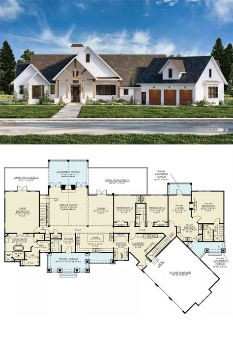 Bungalow House Plans With Inlaw Suite, Home Plans With Inlaw Suite, 4 Bedroom House With Mother In Law Suite, 3 Car Garage Floor Plans, House Plan With Guest Suite, Floor Plan With In Law Apartment, Floor Plan With Inlaw Suite, Floor Plans With In Law Apartment, Ranch Style Floor Plans 4 Bedroom