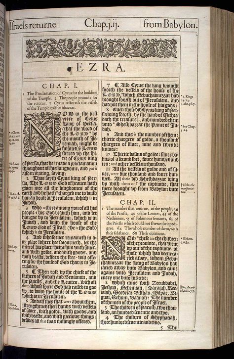 Ezra Chapter 1 Original 1611 Bible Scan, courtesy of Rare Book and Manuscript Library, University of Pennsylvania 1611 King James Bible, The Book Of Esther, Bible Kjv, Theology Books, Book Of Esther, Library University, University Of Pennsylvania, Vintage Dictionary, King James Bible