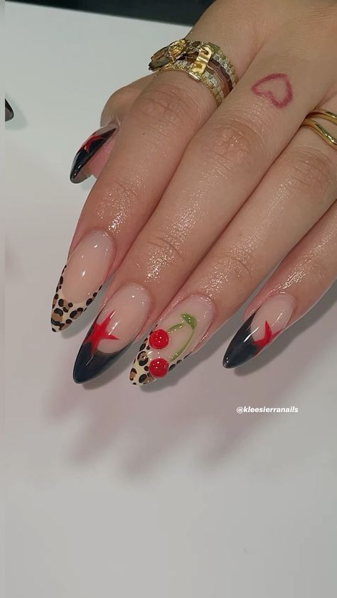 #fashion,#style,#outfitinspiration,#beauty Cheetah Nails French Tip, Nails Star Design, Red Cheetah Nails, Black And Red Nails, Nails Cheetah, Nails French Tip, Cheetah Nails, Romantic Nails, Spring Nail Designs