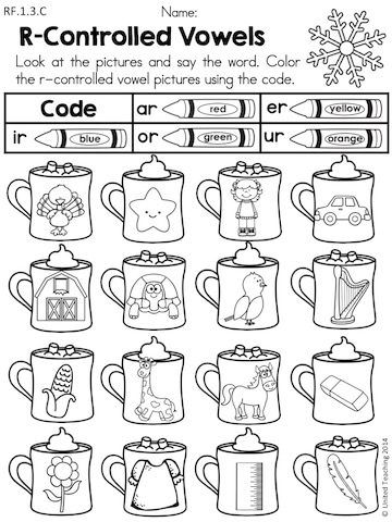 R Controlled Vowels Worksheets 1st Grade 1st Grade Literacy, Winter Literacy Activities, Winter Math Worksheets, R Controlled Vowels, Phonics Worksheets Free, Abc Phonics, Vowel Worksheets, Phonics Free, First Grade Phonics