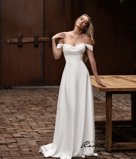 Scoop Neck Off The Shoulder Wedding Dress, Scoop Neck Off Shoulder Wedding Dress, Off Shoulder Sweetheart Neckline Dress, Off The Shoulder Sweetheart Dress, Wedding Dresses Off Shoulder Sleeves, Plain Off The Shoulder Wedding Dress, Off Shoulder Wedding Dress Silk, Half Shoulder Wedding Dress, Off The Shoulder Empire Wedding Dress