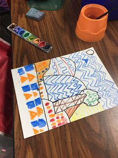 Kindergarten Pattern Art, Line Art Projects For Kindergarten, Patterning Art Grade 1, Kindergarten Art Line Lessons, 1st Grade Line Art Lesson, 2nd Grade Line Art Lesson, Patterning Kindergarten, Landscape Art Lessons, Middle School Art