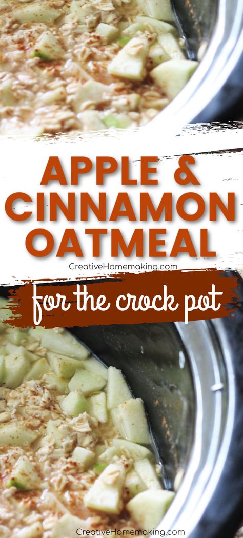 Overnight Crockpot Oatmeal, Crockpot Oatmeal Overnight, Oatmeal Recipes Crockpot, Crockpot Oatmeal, Slow Cooker Oatmeal, Breakfast Crockpot Recipes, Apple Cinnamon Oatmeal, Slow Cooker Breakfast, Slow Cooker Apples