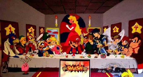 Super smash bros "last supper" Super Smash Bros N64, Art Parodies, Nostalgia Art, Losing My Religion, Art Parody, Smash Brothers, Super Smash Brothers, Battlestar Galactica, Last Supper