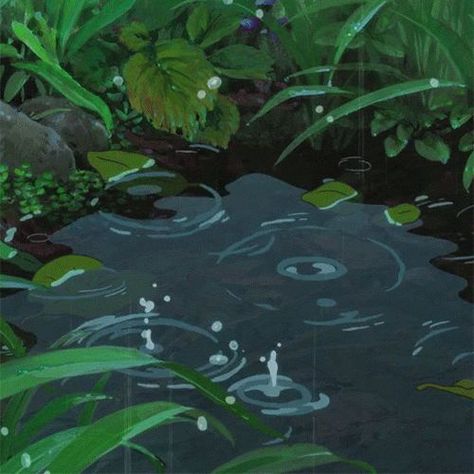 Secret World Of Arrietty, Studio Ghibli Background, Green Scenery, Water Aesthetic, Green Pictures, Ghibli Artwork, Studio Ghibli Art, Plant Aesthetic, Plant Drawing