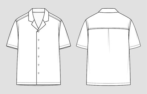 Kemeja Lelaki, Shirt Sketch, Shirt Drawing, Illustration Flat, Resort Shirt, Shirt Illustration, Half Shirts, Half Sleeve Shirts, Shirt Template