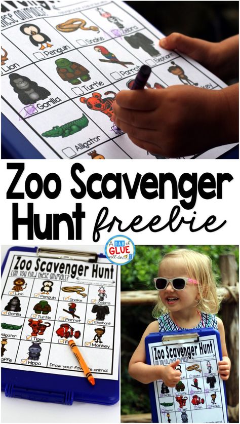 Zoo Scavenger Hunt FREEBIE is the perfect addition to your class' field trip or a trip to the zoo with your kids. This is a perfect way to add some sort of structure to the field trip and encourage some great discussions about the animals that they are seeing. Zoo Games For Kids, Zoo Scavenger Hunt, Zoo Preschool, First Grade Freebies, Camp Projects, Zoo Activities, Kindergarten Freebies, Stay Busy, Scavenger Hunt For Kids