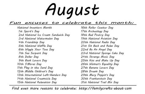 Kindergarten and Mooneyisms: Special Days - August National Aviation Day, National Waffle Day, August Themes, National Watermelon Day, Funny Lists, Waffle Day, Sandwich Day, Poetry Day, Magic E