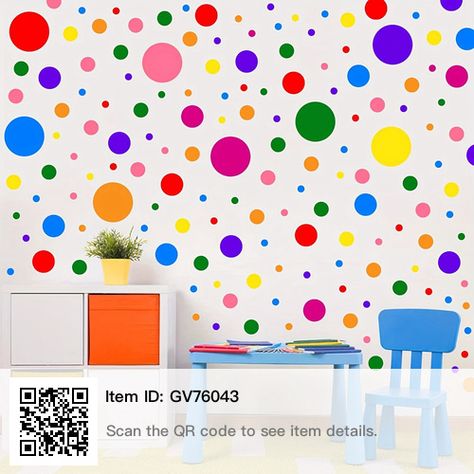 Polka Dot Classroom, Nursery Classroom, Circle Rainbow, Kindergarten Decorations, Girls Wall Stickers, Baby Playroom, Plain Wall, Polka Dot Wall Decals, Girls Playroom