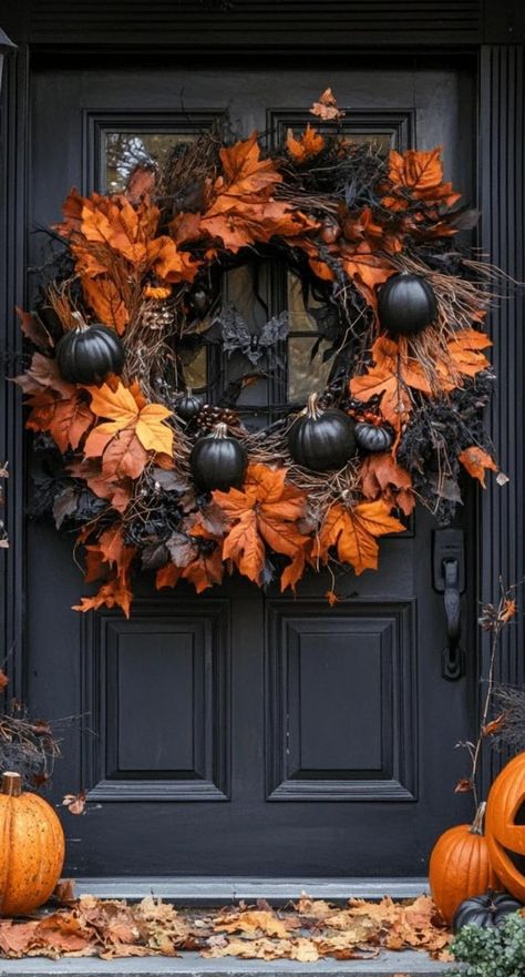 Craft a steampunk-inspired Halloween wreath that blends Victorian aesthetics with spooky elements. Start with a metal gear wreath base, then incorporate clockwork pieces, vintage keys, and antique-looking potion bottles. Add touches of copper and brass, along with small gothic motifs like bats or skulls. This unique wreath idea brings an industrial edge to your Halloween decor, perfect for those who love alternative styles. Wreath Aesthetic, Daylight Savings Time Spring, Gothic Motifs, Victorian Aesthetics, Halloween Wreath Ideas, Fest Ideas, Unique Wreath, Halloween Outside, Gothic Elements