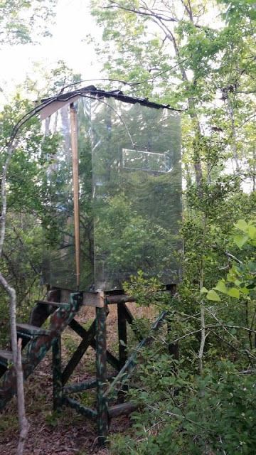 A Dixie Lady Deer Hunter: Ghost Blind Deer Stand Hunting Blind Ideas, Deer Blind Windows Ideas, Deer Blind Plans Diy, Diy Deer Blind, Deer Stand Windows, Homemade Deer Blinds, Deer Blind Plans, Deer Blinds, Deer Stands