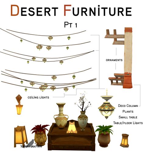 Sims 4 Asian Furniture, Sims 4 Genshin Impact Cc Furniture, Desert Furniture, Natalia Auditore, Egyptian Furniture, Sims 4 Decades Challenge, Ts4 Mods, African Furniture, Challenge Ideas