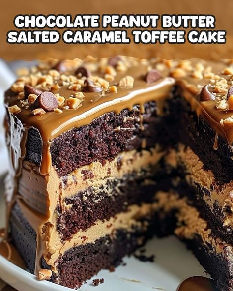 Caramel Toffee Cake, Salted Caramel Toffee, Toffee Cake, Devil's Food Cake, Devils Food Cake Mix Recipe, Caramel Toffee, Devils Food Cake, Cake Decorating Frosting, Delicious Cake Recipes