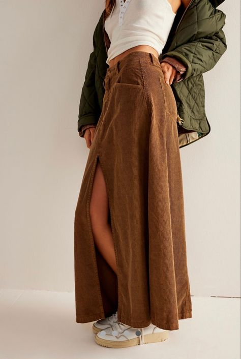 fit: mid-rise, A-line silhouette and soft corduroy 100% cotton Corduroy Maxi Skirt, Cord Skirt, Skirt Maxi, Corduroy Skirt, Boho Clothing, Boho Outfits, Western Fashion, Timeless Fashion, What To Wear