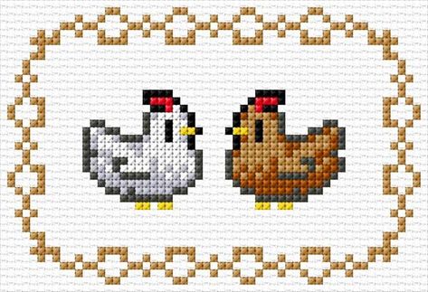 Stardew Valley Chicken Pixel Art, Cute Crosstich Patterns, Cross Stitch Over Crochet, Dog Cross Stitch Pattern Free, Little Cross Stitch Patterns, Easy Cross Stitch Patterns For Beginners Free, Stardew Cross Stitch Pattern, Cute Cross Stitch Patterns Easy, Cross Stitch Patterns Simple