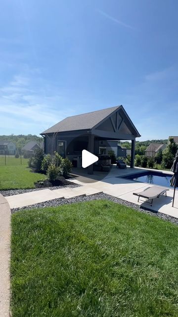 Creative Sights N Sounds on Instagram: "Finished with this beautiful pool house. * The glass door is getting frosted* #poolhouse #custombuild #poolside #swimmingpool #poolbar #poolbath #outdoorkitchen #tilebathroom #franklintn  #brentwoodtn" Pool Bathroom Exterior Door, Bathroom Exterior Door, Small Pool House Ideas, Small Pool House, Bathroom Exterior, Pool House Ideas, Backyard Pool House, Barndo Ideas, Pool House Cabana