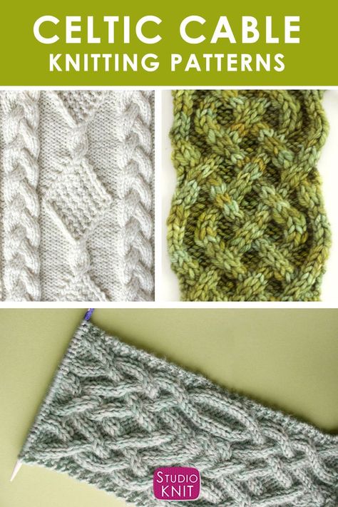 My Lucky Celtic Cable Knitting Patterns are really popular are classic interwoven Irish-inspired designs are sure to delight! #StudioKnit #celticcable #cableknit #celticknit Aran Knit Scarf Pattern, Braided Cable Knit Pattern, Heart Cable Knit Pattern, Cable Patterns Knitting Free, Knit Stitch Patterns Cables, Irish Knitting, Aran Knitting Patterns, Cable Knitting Patterns, Knitting Patterns Free Scarf