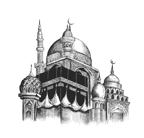 Masjid Vector, Mosque Drawing, Mosque Vector, Whatsapp Stickers, Mosque Art, Islamic Art Canvas, Halftone Pattern, Adha Mubarak, Mubarak Ramadan