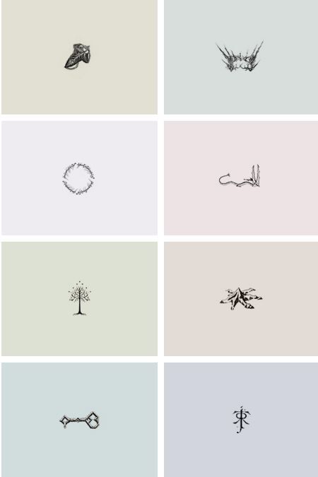 symbols like this for my sleeve Mini Lotr Tattoo, Namárië Tattoo, Narnia Minimalist Tattoo, Fine Line Lord Of The Rings Tattoo, Subtle Fandom Tattoos, Small Lord Of The Rings Tattoo, Lord Of The Rings Symbols, Lotr Symbols, Lord Of The Rings Tattoo Minimalist