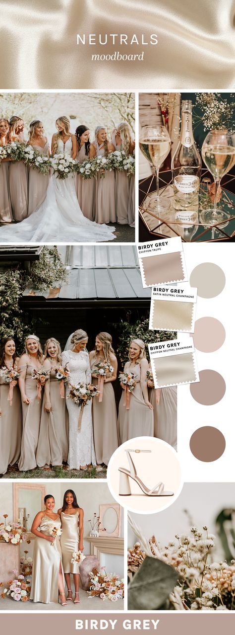 Neutral Bridesmaid Dress, Fairytale Wedding Ring, Bridesmaid Palette, Event Nails, Profile Pink, Neutral Bridesmaid Dresses, Wedding Color Pallet, Champagne Toast, Wedding Theme Colors