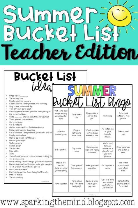 Every school year is taxing for educators, administration and support staff. Thus, your summer break should be spent doing things that make you feel rested and recharged! Bucket lists are a great ways to ensure that relaxation, fun and meaningful moments happen. #bucketlist #education #summerbreak Teacher Bucket List, Teacher Summer Bucket List, Teacher Summer Schedule, About Teacher, Faculty Meetings, Summer Diet, Teacher Summer, Summer Schedule, Summer Challenge