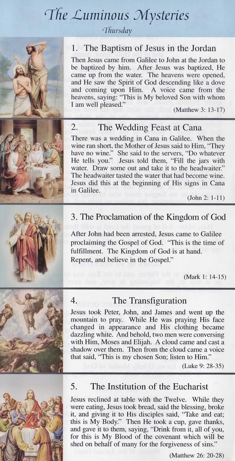 Luminous Mysteries Of The Rosary, Rosary Guide, Praying The Rosary Catholic, Luminous Mysteries, Rosary Mysteries, Rosary Prayers Catholic, Mysteries Of The Rosary, Catholic Prayers Daily, Missing Mom